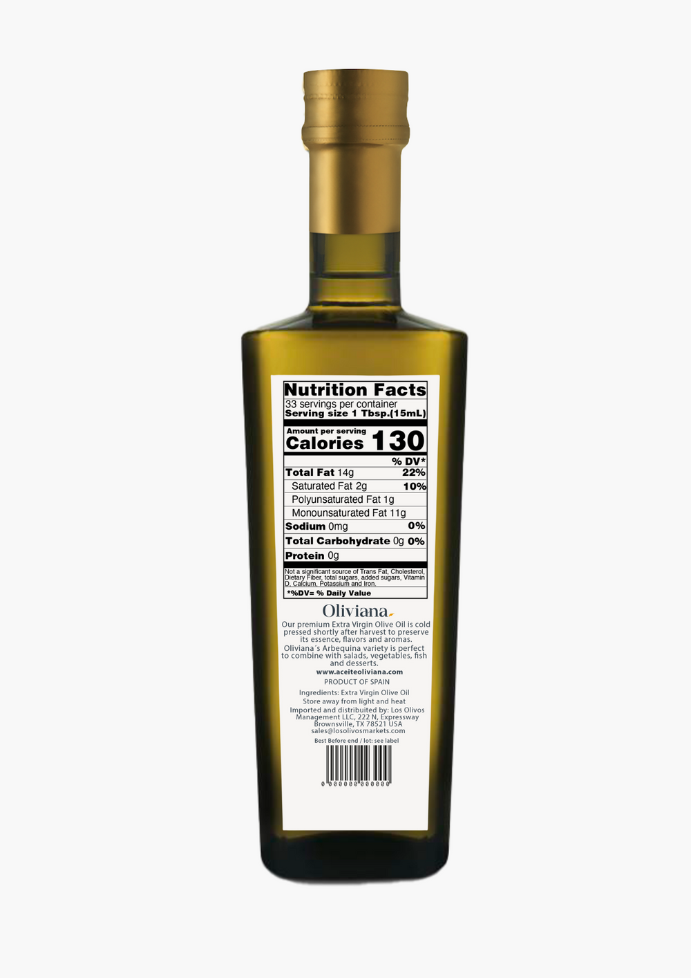 Oliviana ARBEQUINA "Early Harvest" EVOO - 16.9 oz.